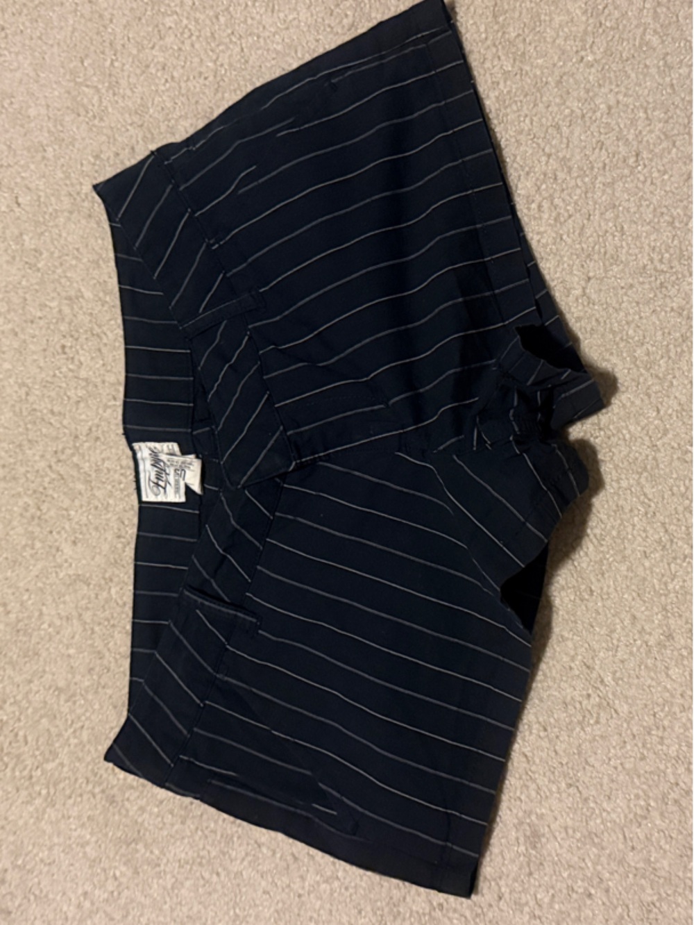 Tempted Navy Pinstriped High Waist Women's Shorts